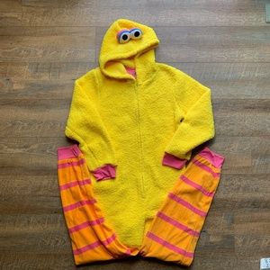 Sesame Street Big Bird Hood Adult Union Suit Sz